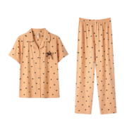 安之伴【23新品】睡衣女春夏款舒适亲肤可外穿短袖长裤宽松版家居服套装 扶光红-女 S