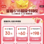 京东PLUS会员 618限定卡 30元无门槛红包/60元百亿补贴无门槛券奖品