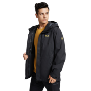 Jack Wolfskin狼爪三合一夹克男 套软壳内胆 秋冬新品防风保暖5012473 B 黑色6000 男装S码175/96A-欧码