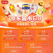 即享好券：京东618 满9.9-9/6-5元 等超市品类东券