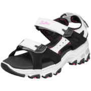 SKECHERS斯凯奇童鞋女童凉鞋夏季露趾老爹鞋魔术贴轻质儿童沙滩鞋664133L 黑色/白色/BKW 33.5