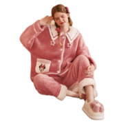 果壳（Gukoo）迪士尼睡衣套装珊瑚绒睡衣女冬女士睡衣家居服新款冬M 胭脂粉 XS