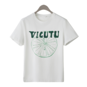 威可多VICUTU男士短袖T恤纯棉夏季潮流百搭时尚印花圆领半袖VRW88264508 浅杏色 185/100A