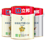 立邦乳胶漆京雅居金标超值双倍防霉抗甲醛抗菌净味5合1白色漆套装15L