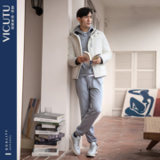 VICUTU/威可多羽绒服男白鸭绒短款三防面料黑科技保暖蓄热外套