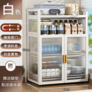 幼熙厨房置物架碗架沥水架碗碟碗筷家用台面放碗盘防尘碗柜储物收纳盒 【推荐款】三层(带调料层)-白