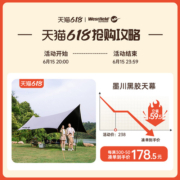 我飞黑胶天幕帐篷户外防风防晒便携式露营装备野营六角遮阳棚一体