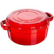 珐宝（staub） 珐琅锅铸铁锅火锅烤盘汤锅炖三合一煎盘牛排锅平底双耳28cm 樱桃红28cm
