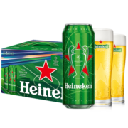喜力经典（Heineken）啤酒500ml*9听 欧冠限量礼盒装（含玻璃杯2个）
