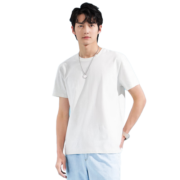 真维斯（JEANSWEST）T恤男夏季新疆长绒棉短袖纯棉T恤纯棉宽松圆领白色XL