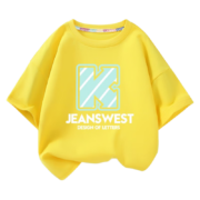 JEANSWEST 真维斯 儿童短袖T恤 纯棉黄 浅绿字母K