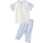 【3色可选】aqpa婴儿内衣套装夏季纯棉睡衣宝宝空调衣服超薄款分体短袖长裤 黄色 66cm
