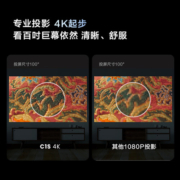 Vidda C1S 海信 三色激光 4K超高清投影仪白天家用投影机 便携游戏卧室投屏办公室客厅智能护眼家庭影院