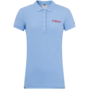 TOMMY HILFIGER23新款春夏女装简约撞色字母修身显瘦翻领短袖POLO衫38446 天蓝色C1Z M(推荐：105-115斤)