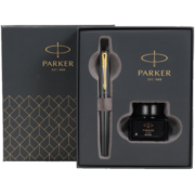派克（PARKER） 钢笔 学生套装 商务送礼定制刻字 生日礼物 礼品文具签字墨水笔 礼盒 威雅XL黑金夹墨水笔+小墨水礼盒