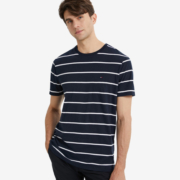 TOMMY HILFIGER 汤米·希尔费格 汤米 男士新款时尚经典条纹短袖圆领T恤 美码偏大一码