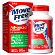 Move Free益节绿瓶液体氨糖中老年成人维骨力氨糖软骨素钙片 氨基葡萄糖关节保健品利洁时美国进口 舒缓关节不适绿瓶180粒*2瓶