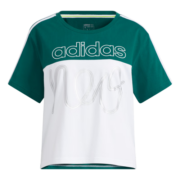 adidas阿迪达斯官方neo女装夏季纯棉运动上衣圆领短袖T恤H61979 森林绿/白 A/L(170/92A)