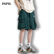 PAPSL 美式工装短裤男夏季机能多口袋速干运动裤子黑色潮牌五分裤