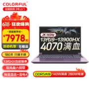 京东百亿补贴：七彩虹（Colorful）将星X15AT-23款40系新品13代酷睿满血游戏笔记本电脑 i9-13900HX/4070/2K165HZ紫色 16G/512G固态/标配