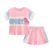 小马宝莉（MY LITTLE PONY）小马宝莉女童休闲套装2023夏时尚洋气儿童女孩短袖短款运动两件套 粉色 120