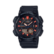 卡西欧（CASIO）大众指针系列 数字双显世界时间运动休闲男表 AEQ-110W-1A2VDF