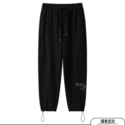 太平鸟男装 秋上新灰色卫裤男秋季新款潮流宽松抽绳束脚休闲裤男 黑色 L