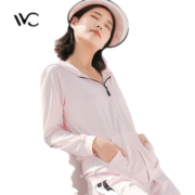 VVC夏季防晒衣女外套新款长袖防晒服中长款运动户外薄防晒皮肤衣 经典款-粉红色 均码