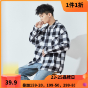 TONLION 唐狮 [1折价39.9元]唐狮秋冬季格子衬衫
