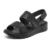斯凯奇（Skechers）2023夏季新款凉拖鞋女透气百搭魔术贴罗马鞋111099 全黑色/BBK 36