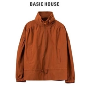 Basic House/百家好2023工装风女装高领时尚休闲中性夹克外套女