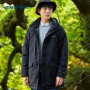 mont·bell 日本品牌秋冬连帽中长款保暖羽绒服男士防泼水 1101547 黑色 BK L