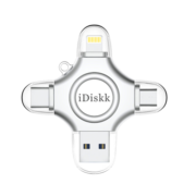 iDiskk 64GB Lightning USB3.0 type-c MicroUSB 苹果安卓手机U盘四合一 银色 兼容苹果安卓手机电脑