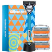 Gillette 吉列 刮胡刀手动剃须刀手动非吉利礼物男送男友 锋隐5层刀片青春版礼盒1刀架4刀头+沥水底座
