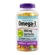 伟博天然Webber Naturals加拿大进口高浓度极冷深海三倍Omega-3鱼油软胶囊 1425mg 成人DHA无腥味鱼油 200粒