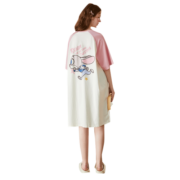 果壳（Gukoo）疯狂动物城夏季睡衣女睡裙长款宽松睡裙圆领兔子简约睡衣家居服B 米白朱迪睡裙 S