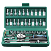 鑫瑞 SRUNV  汽修套筒扳手套装快速棘轮修车工具多功能工具套装46件小盒 A1-X04609