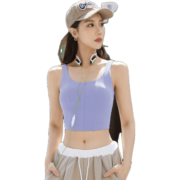 Rianne.He莉安赫运动内衣带胸垫防震跑步健身瑜伽背心女外穿显瘦鱼骨线美背 长春花蓝 L【建议105-115斤】