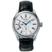 精工（SEIKO） 手表Presage系列100米防水休闲复古绅士机械男士腕表 珐琅盘鳄鱼皮SPB045J1