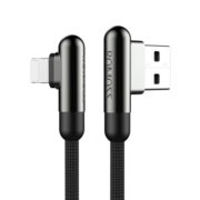 罗马仕 苹果数据线手游弯头快充线iPhone11ProMax/Xs/XR/6s/7/8p/ipad手机吃鸡神器游戏充电线 黑 1米