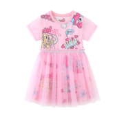 小马宝莉（MY LITTLE PONY）裙子女童夏2023新款小女孩洋气公主裙网纱拼接短袖连衣裙 白色 130