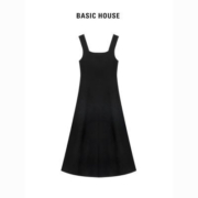 Basic House/百家好时尚吊带连衣裙女2023夏季新款无袖高级感裙子