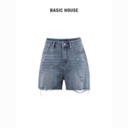 Basic House/百家好破洞牛仔短裤女2032夏季新款直筒做旧休闲裤子
