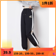 TONLION 唐狮 [1折价39.9元]唐狮秋季新款休闲裤女宽松显瘦百搭运动裤女束脚裤史努比