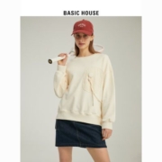 Basic House/百家好2023春季新款设计感上衣通勤风无帽圆领卫衣女