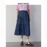 Basic House/百家好高档牛仔半身裙女2023夏季长款复古显瘦长裙子