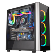 Tt（Thermaltake）启航者L20 黑色 机箱水冷电脑主机（4*RGB风扇/2*钢化玻璃/兼容ATX/独立电源仓/U3）