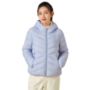 坦博尔羽绒服女2023年秋冬新款时尚轻薄保暖连帽短款外套TD336258 铃清蓝 165/88A