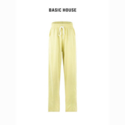 Basic House/百家好拼接针织卫裤2023夏季新款小个子休闲运动裤女