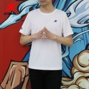 特步男短袖T恤2023夏季新款透气吸汗运动服男健身弹力简约男短T